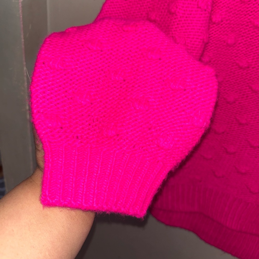 Lou & Grey Sweater - fuchsia pink oversized Pom textured crew neck - Picture 5 of 10